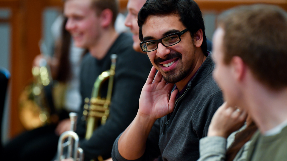 Brass players in rehearsal
